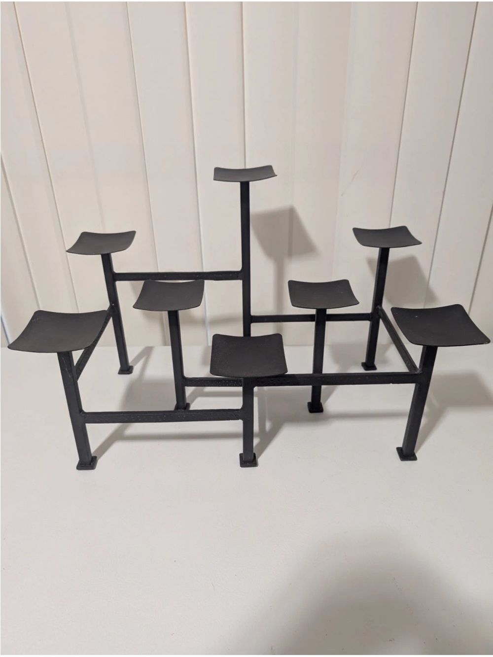 Pottery Barn 8 Candle Holder Wrought iron Fire Place Brutalist Candelabra MCM